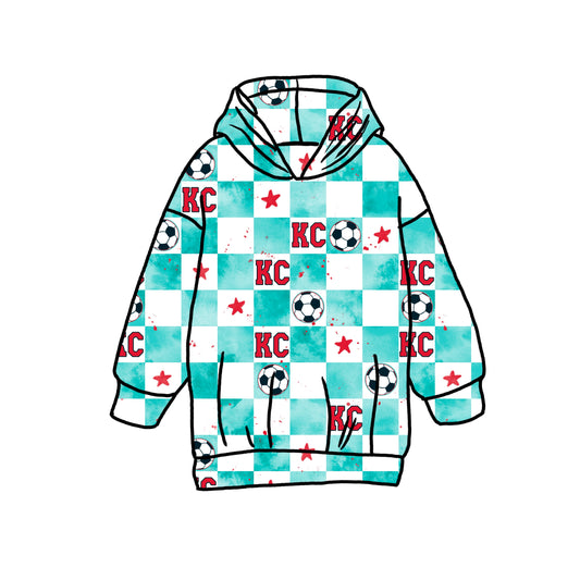 SOCCER Hoodie: Teal Checkered